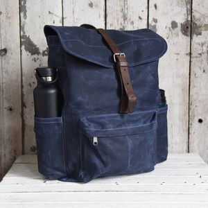 Rustic waxed canvas backpack